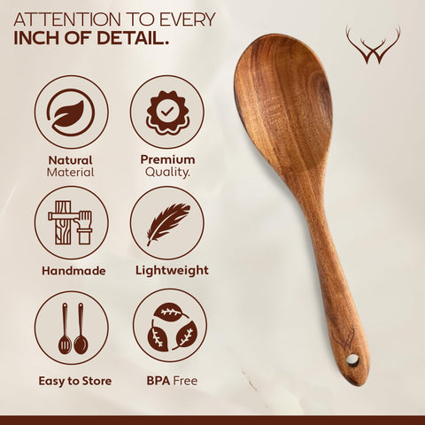 Cuchara de servir de teca Woodlands USA, ideal para presentaciones.
