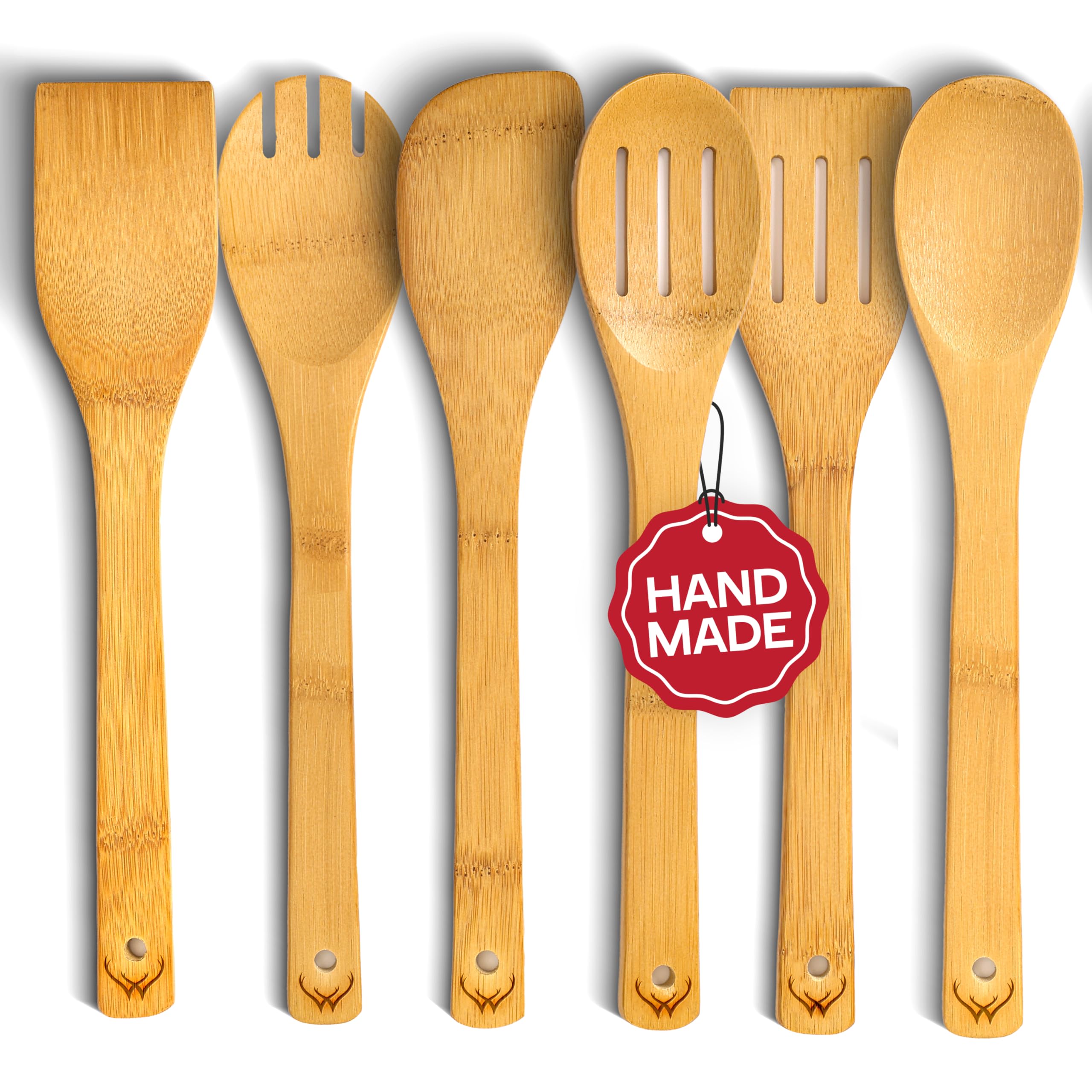 Woodlands USA, conjunto de 6 cucharas de madera, ideal para mezclar y servir con suavidad.
