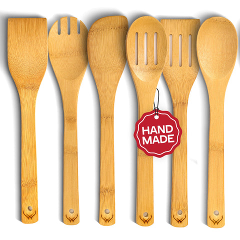 Woodlands USA, conjunto de 6 cucharas de madera, ideal para mezclar y servir con suavidad.