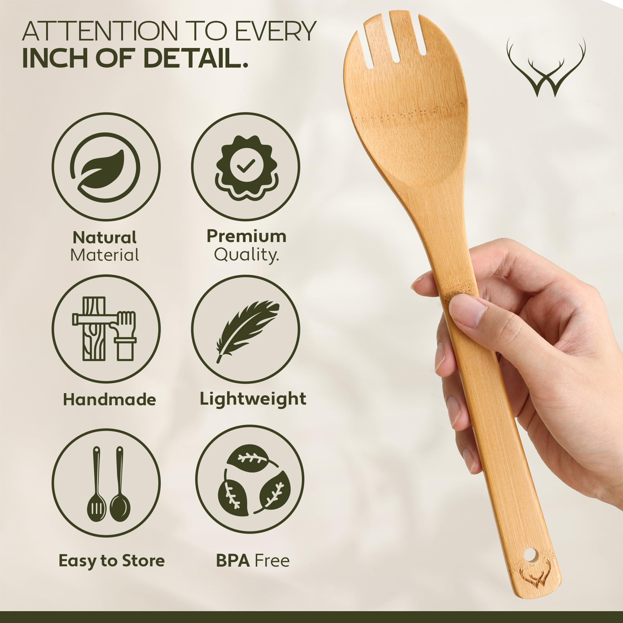 Woodlands USA, cucharas de madera para sartenes antiadherentes, protegen superficies sin rayar.