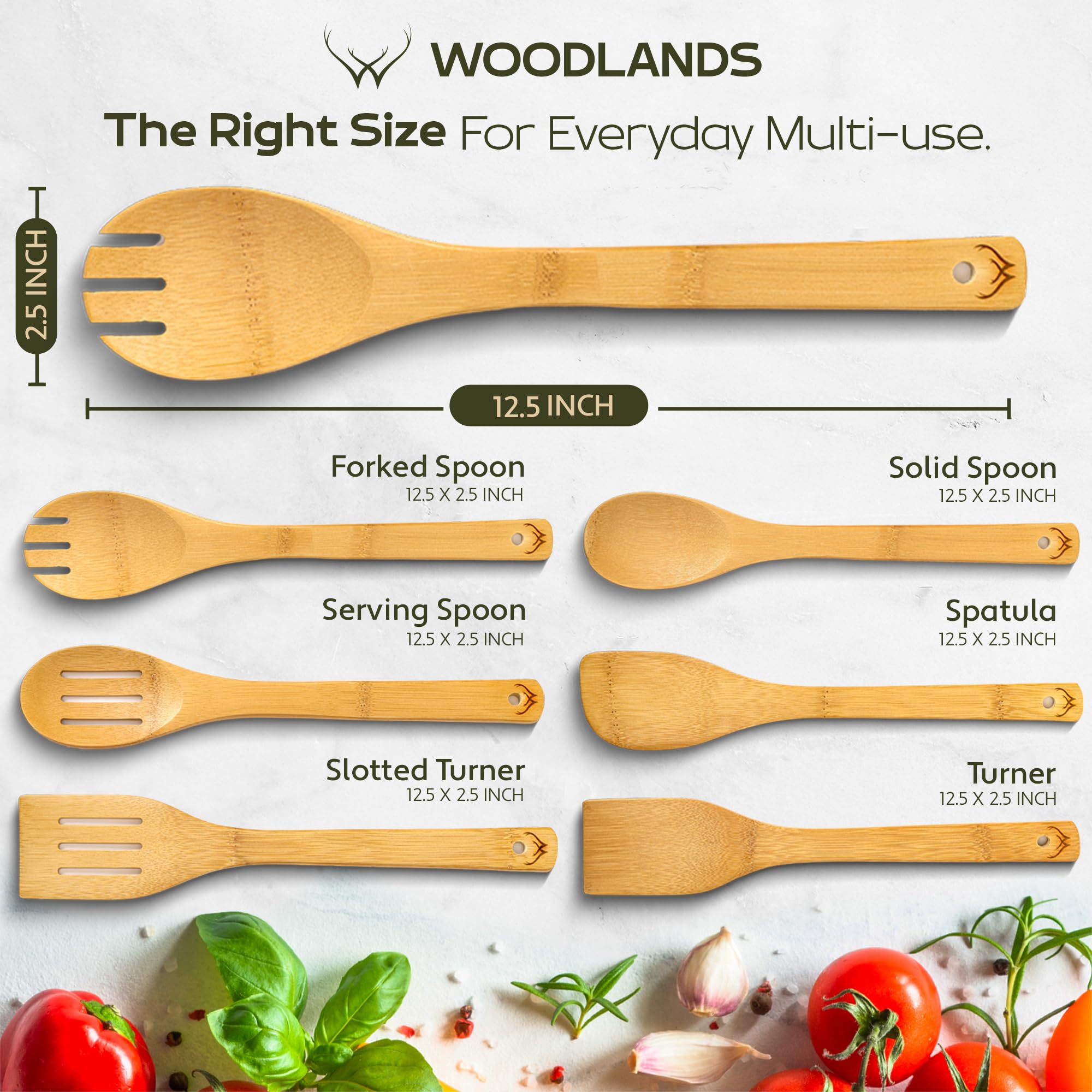 Woodlands USA, cucharas de madera resistentes al calor, ideales para saltear y mezclar.