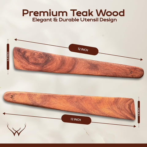 Woodlands USA cuchara de teca natural 12 pulgadas, mango redondeado, para saltear.