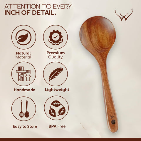 WOODLANDS USA cucharón de sopa de madera para servir con durabilidad.