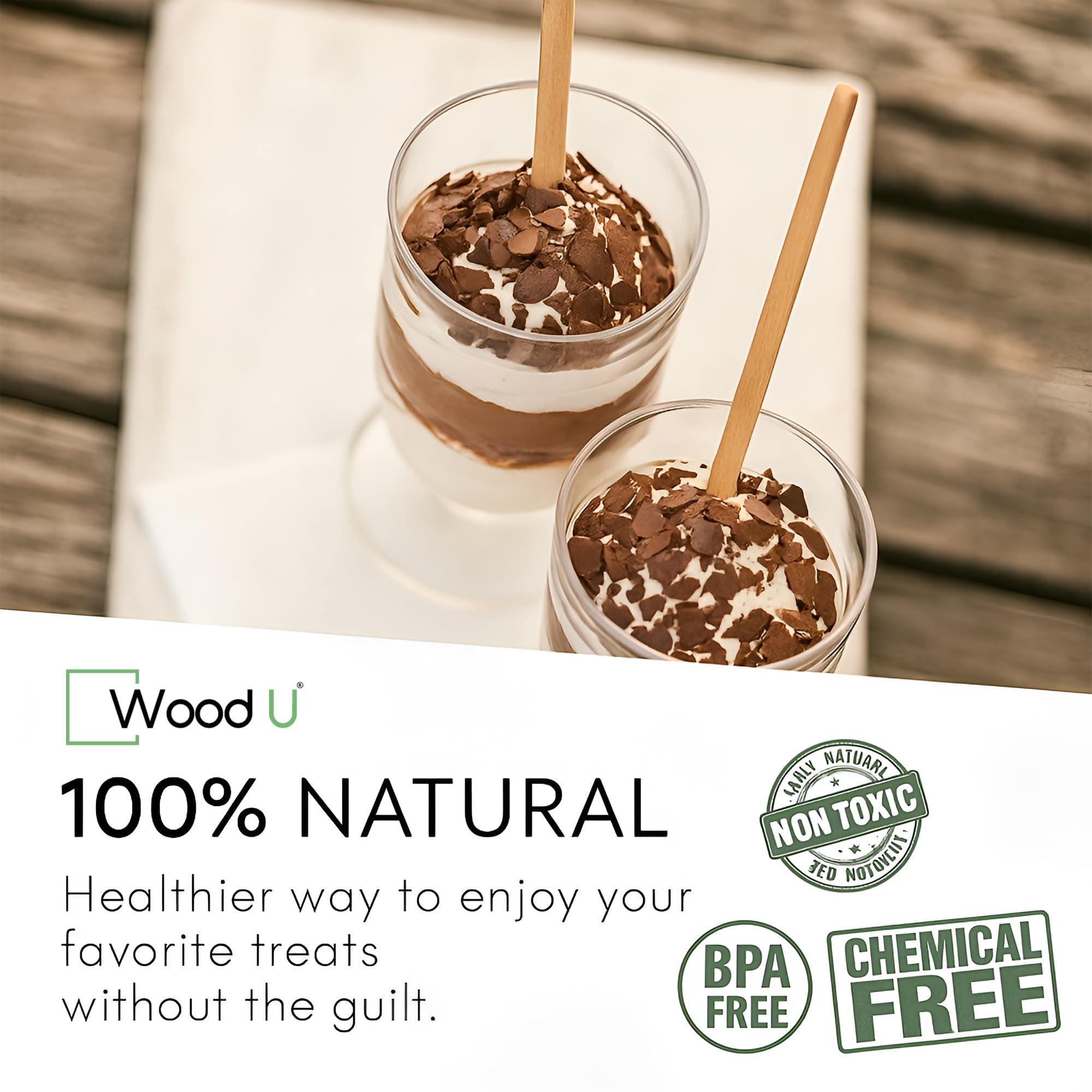 WoodU palitos de abedul, enfoque suave para disolver azúcar