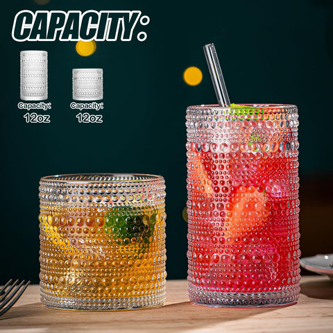 Vaso bajo hobnail de wookgreat, perfecto para licores y bebidas cortas.