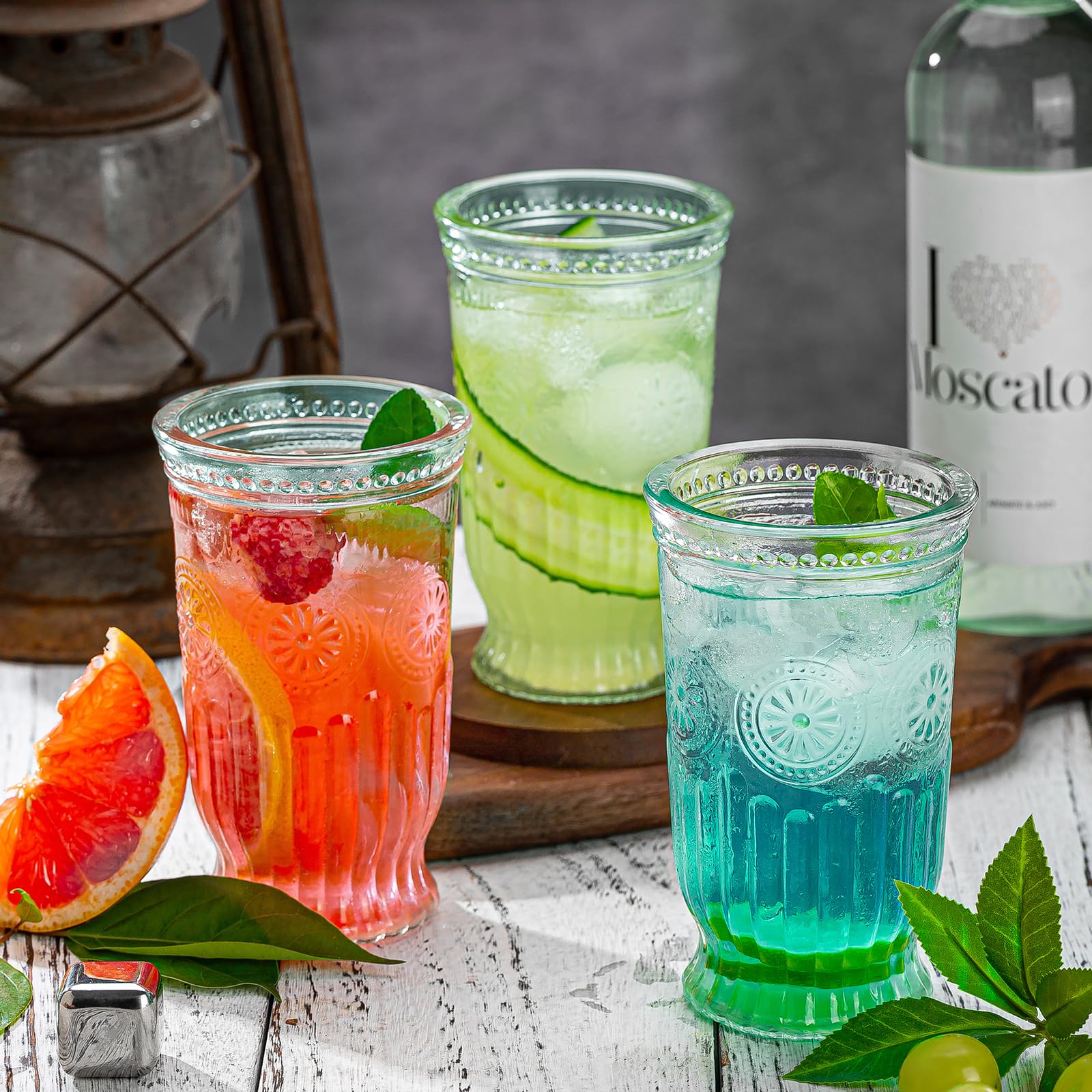 Vasos para bodas y fiestas con relieve, toque vintage de wookgreat.