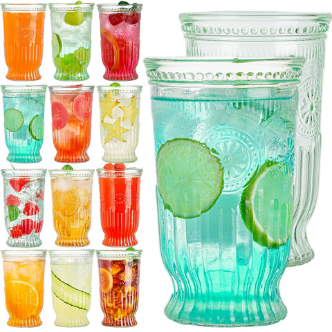 Vasos vintage de wookgreat con relieve alto, ideales para cócteles elegantes.