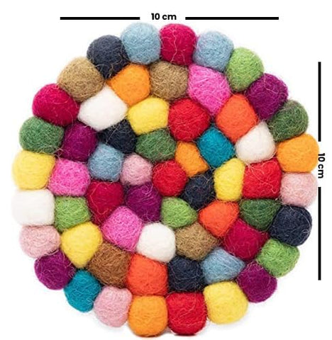 Woolygon posavasos bolas fieltro 100% merino, diseño multicolor para realzar la decoración.