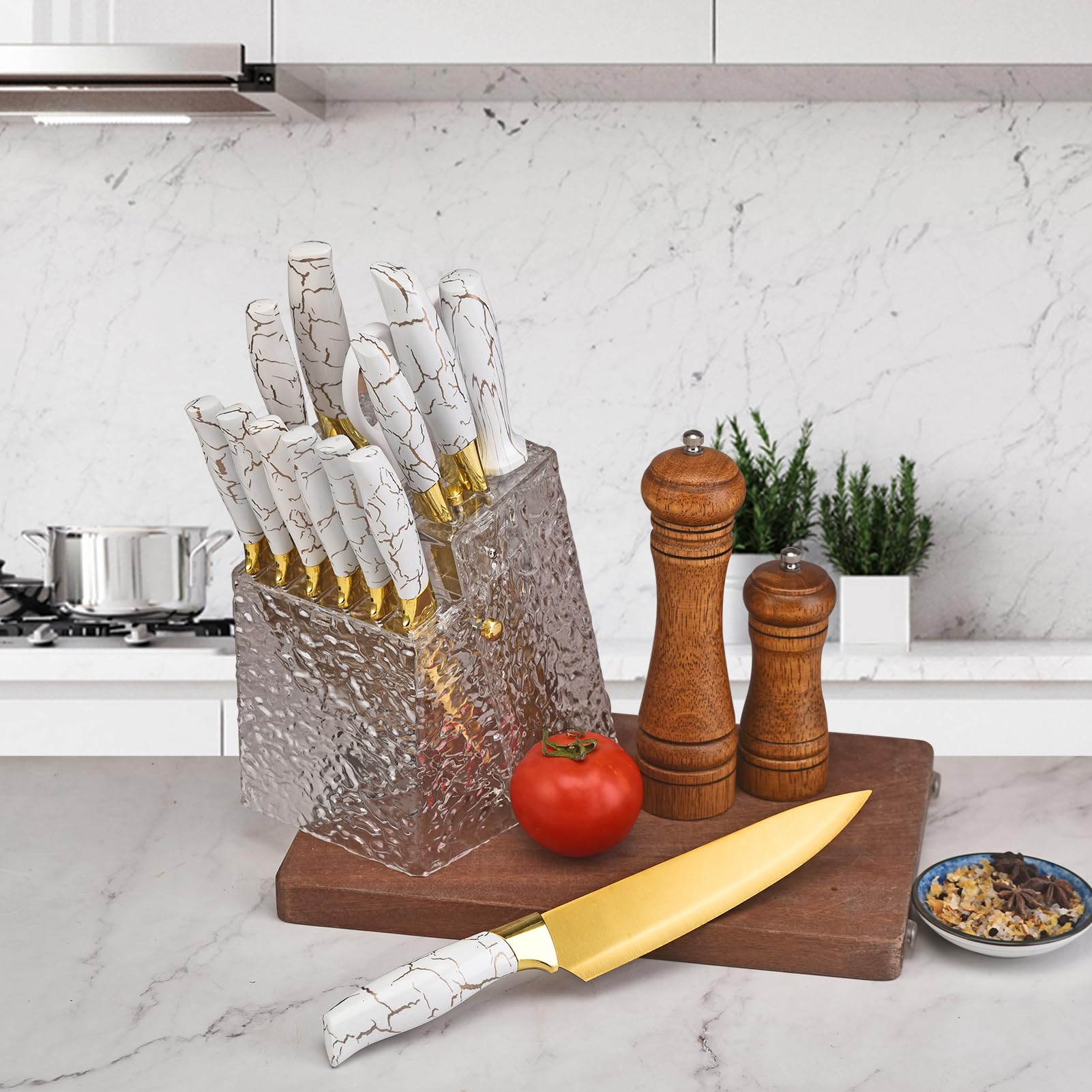 Tijeras de cocina WopZra, diseño ergonómico para cortar hierbas y abrir paquetes.