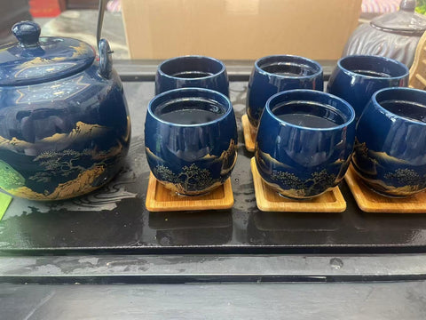 6 tazas de cerámica WOQIJENCV azules para reuniones y momentos compartidos
