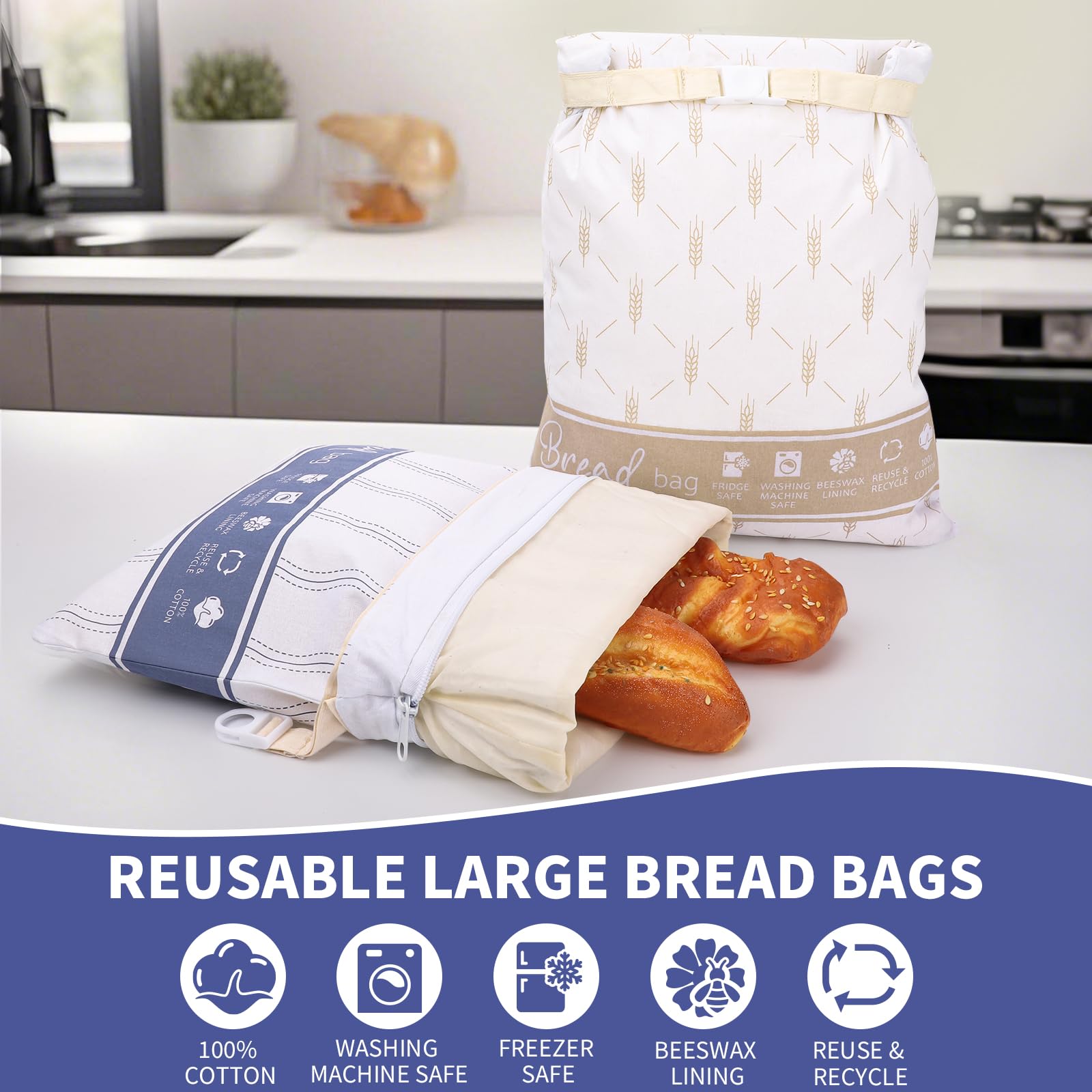Uso en congelador: bolsa Woric para mantener pan fresco.