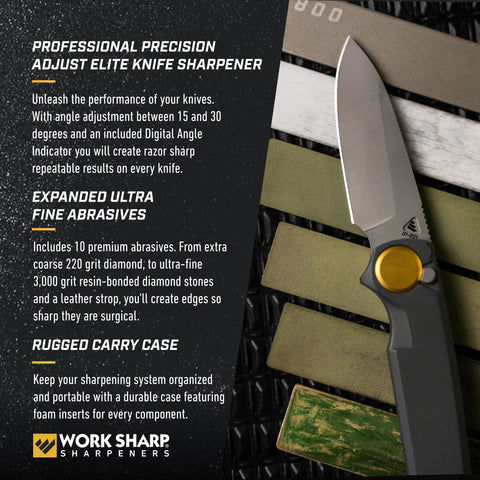 Work Sharp granos de diamante 220 a 800 para varias etapas de afilado.