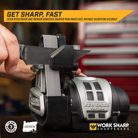 Work Sharp Ken Onion bandas abrasivas para un afilado limpio y rápido.