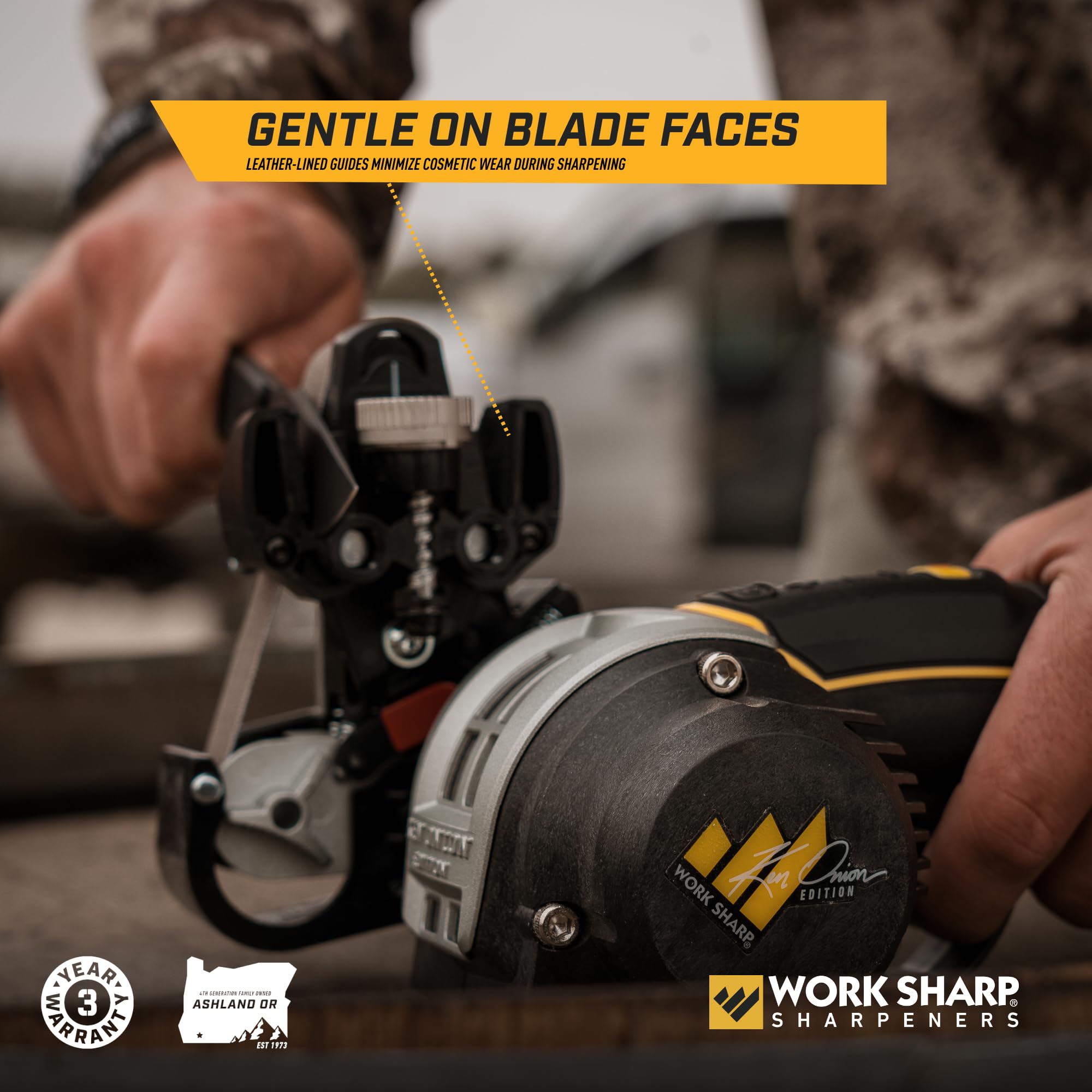 Work Sharp Ken Onion guía de afilado para herramientas variadas.