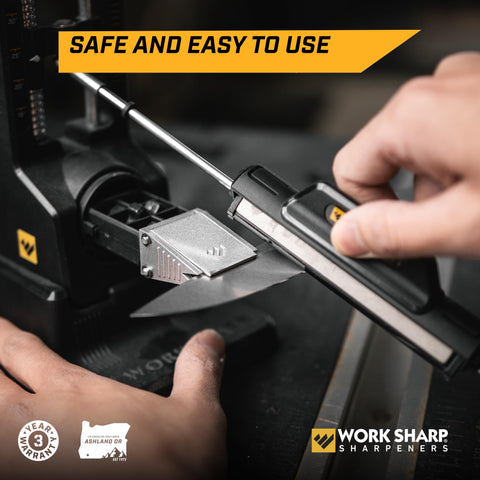 WORK SHARP Precision Adjust Elite, sistema Tri-Brasive, afilado preciso y versátil.