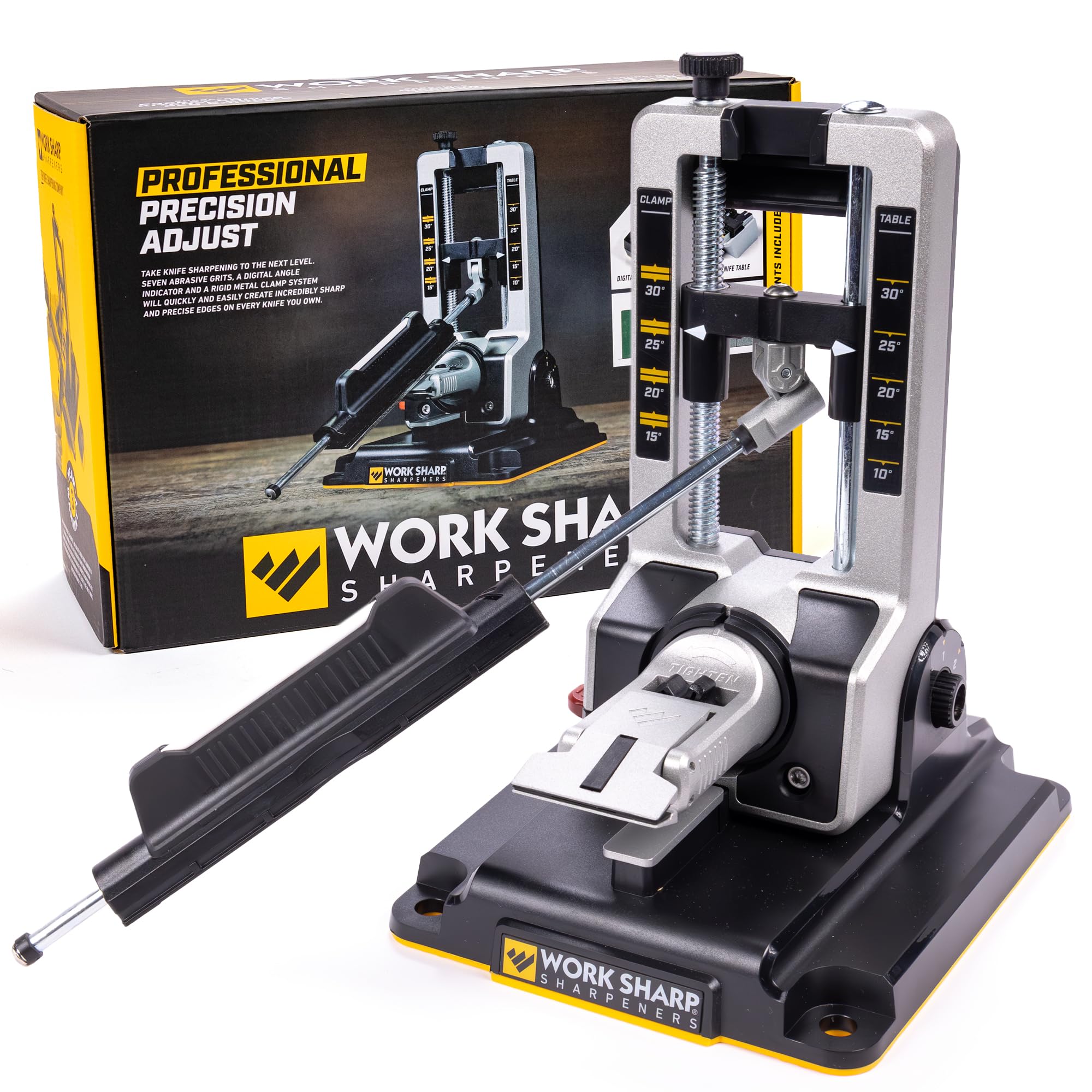 Work Sharp Professional Precision, vista frontal, afilado preciso para cuchillos domésticos.