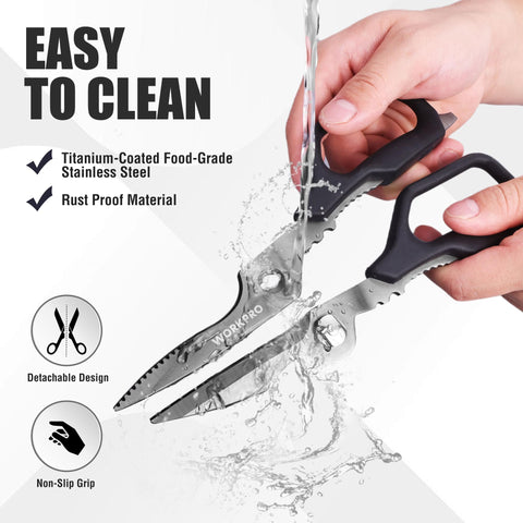 Tijeras WORKPRO, mango ergonómico para un agarre cómodo durante el corte.