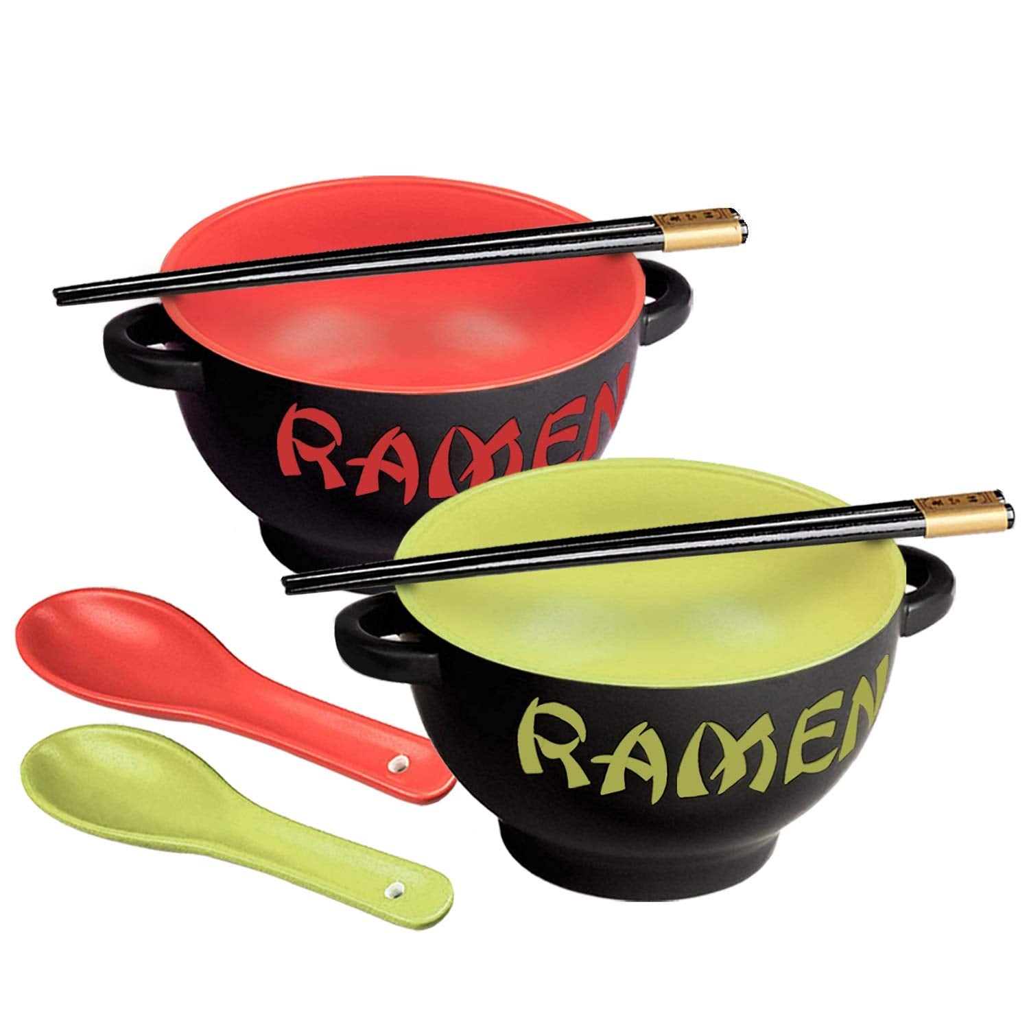 World Market tazón ramen rojo con dragón, apto para microondas y lavavajillas.