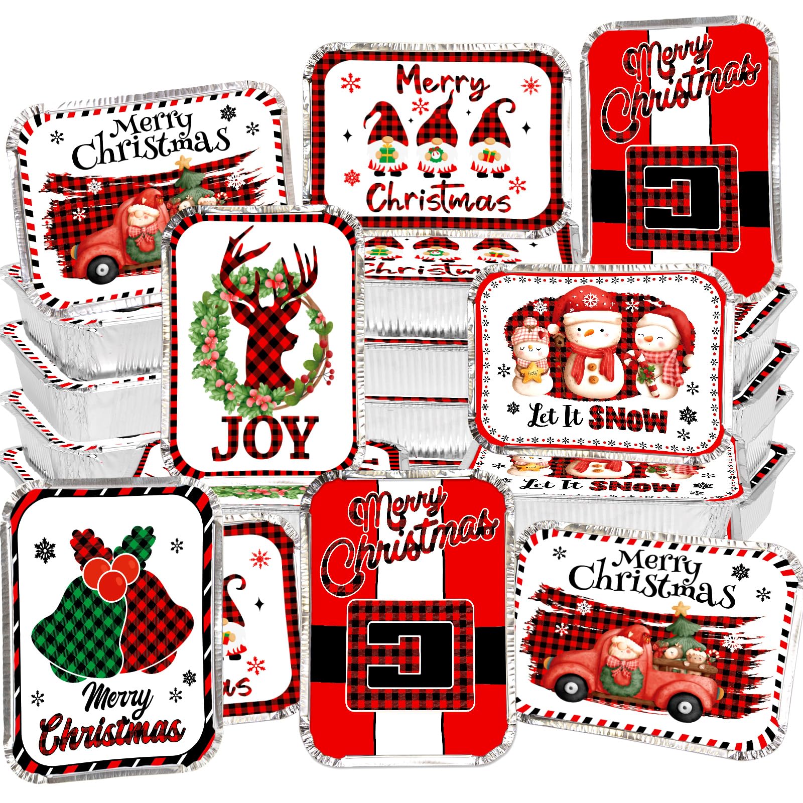 WorldBazaar latas aluminio navidenas con diseno Santa y arbol, ideales para fiestas.