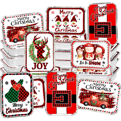 WorldBazaar latas aluminio navidenas con diseno Santa y arbol, ideales para fiestas.