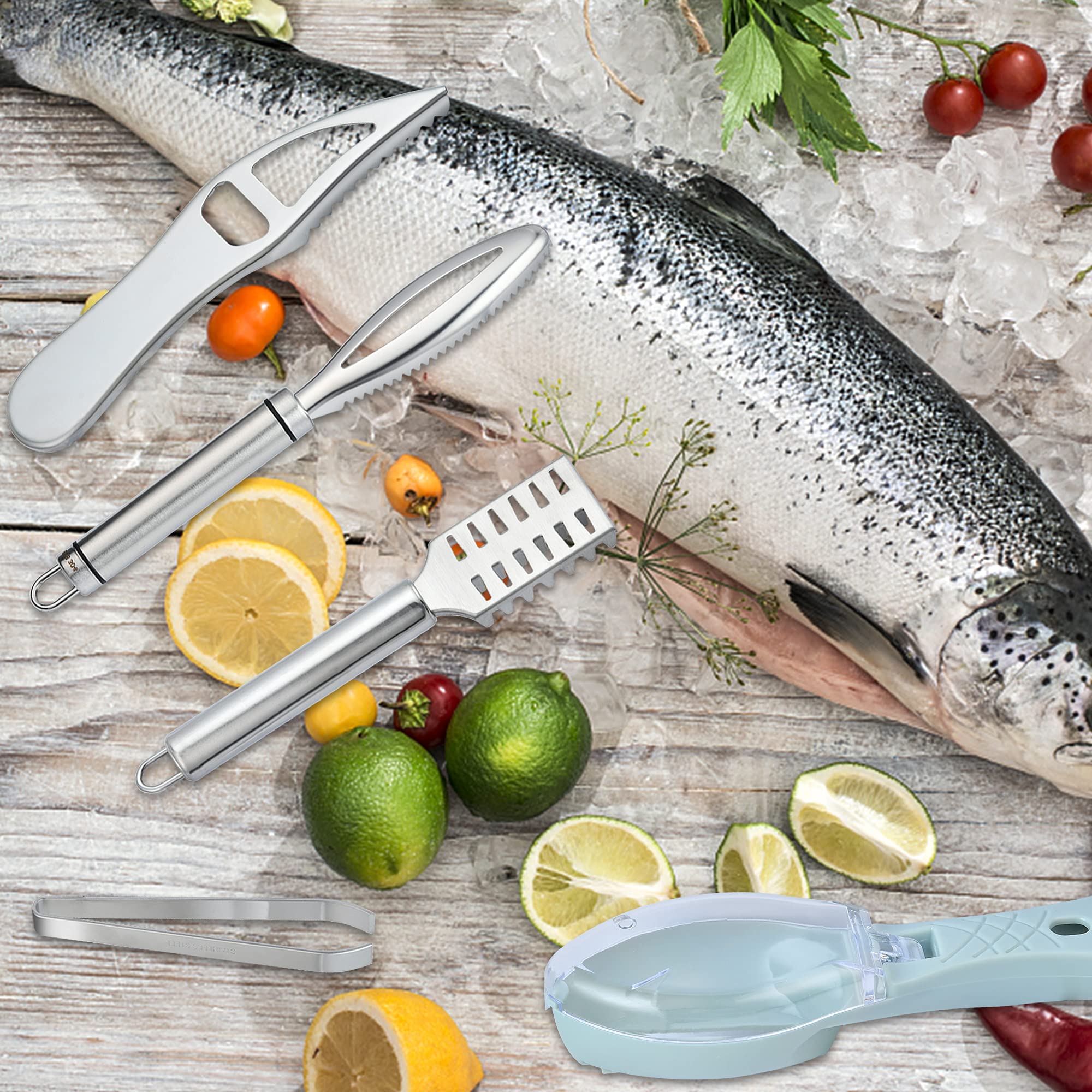 Worldity conjunto-cocina-para-pescado: kit práctico para limpiar y preparar.