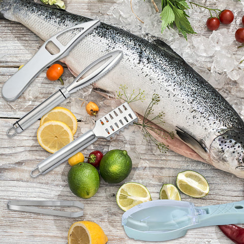 Worldity conjunto-cocina-para-pescado: kit práctico para limpiar y preparar.