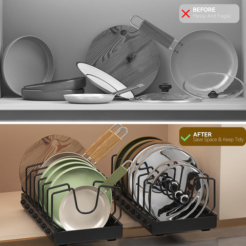 WOSHEN organizador multiusos, guarda tapas, sartenes y tablas de cortar.