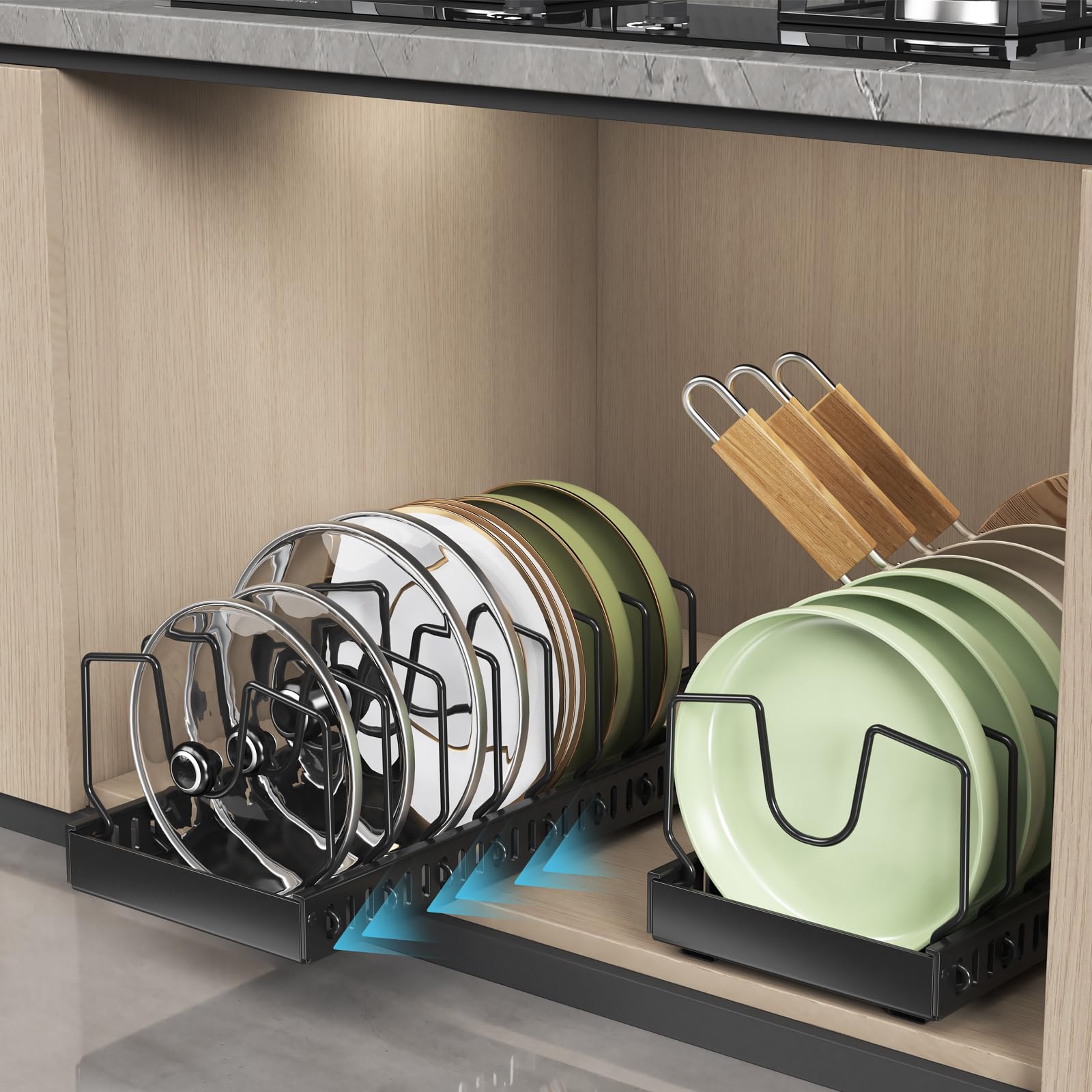 WOSHEN organizador tapas dos piezas, mantiene tapas ordenadas y al alcance.
