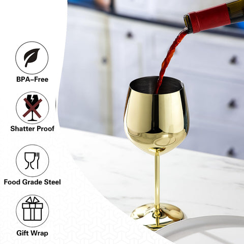 Copa WOTOR capacidad-18oz-dorado, ideal para compartir vino.