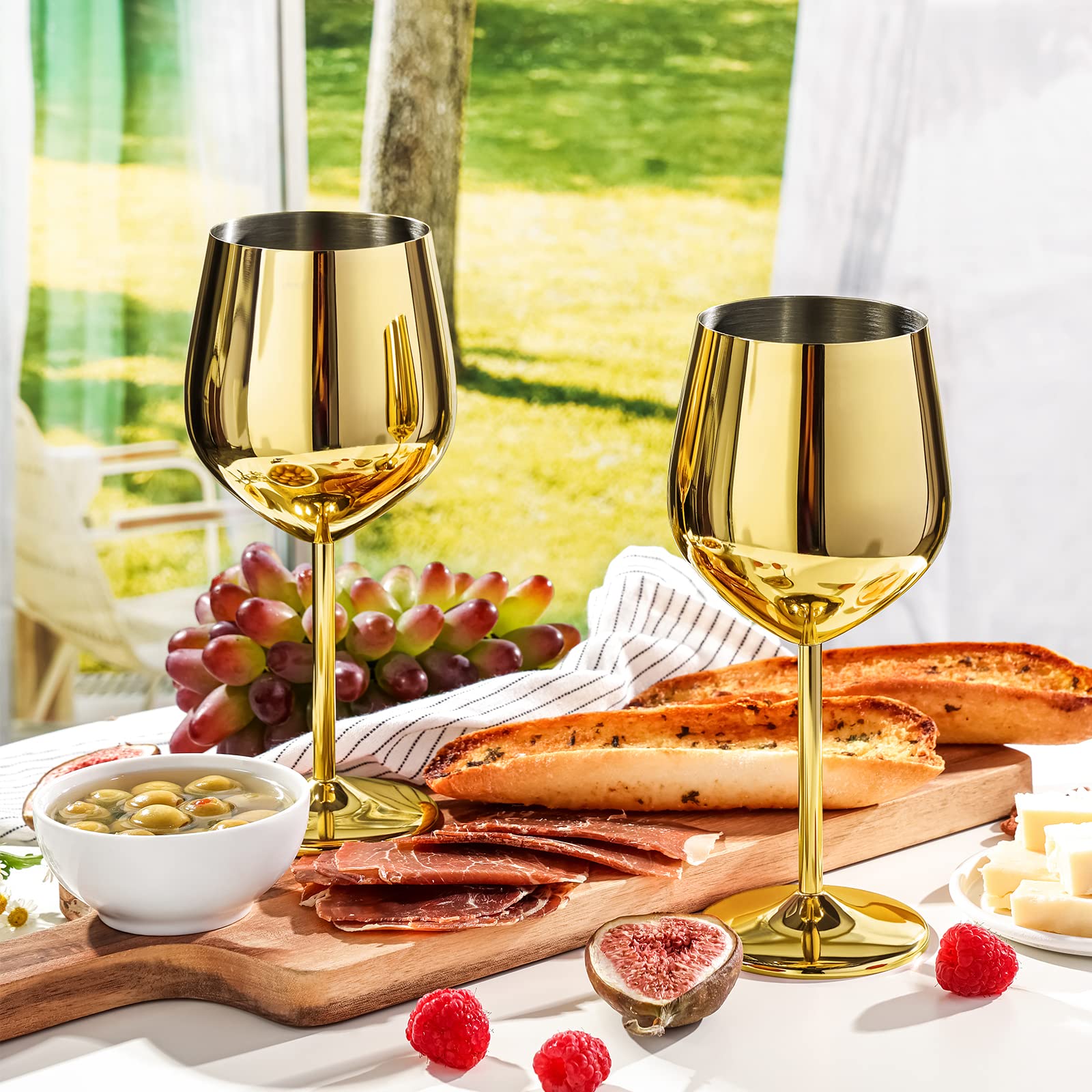 Copa de vino dorada WOTOR en acero inoxidable, ligera y duradera para viajes