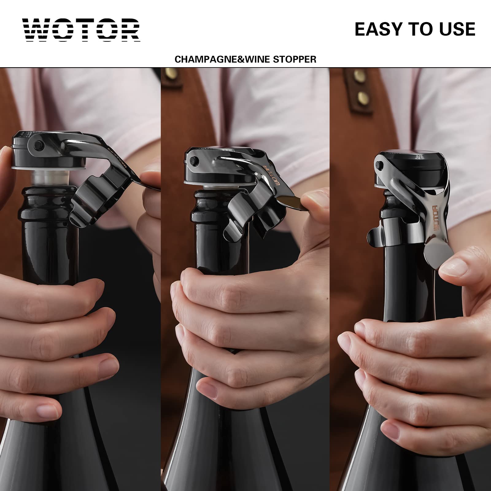 Tapon WOTOR boca botella: silicona y acero para cerrar herméticamente