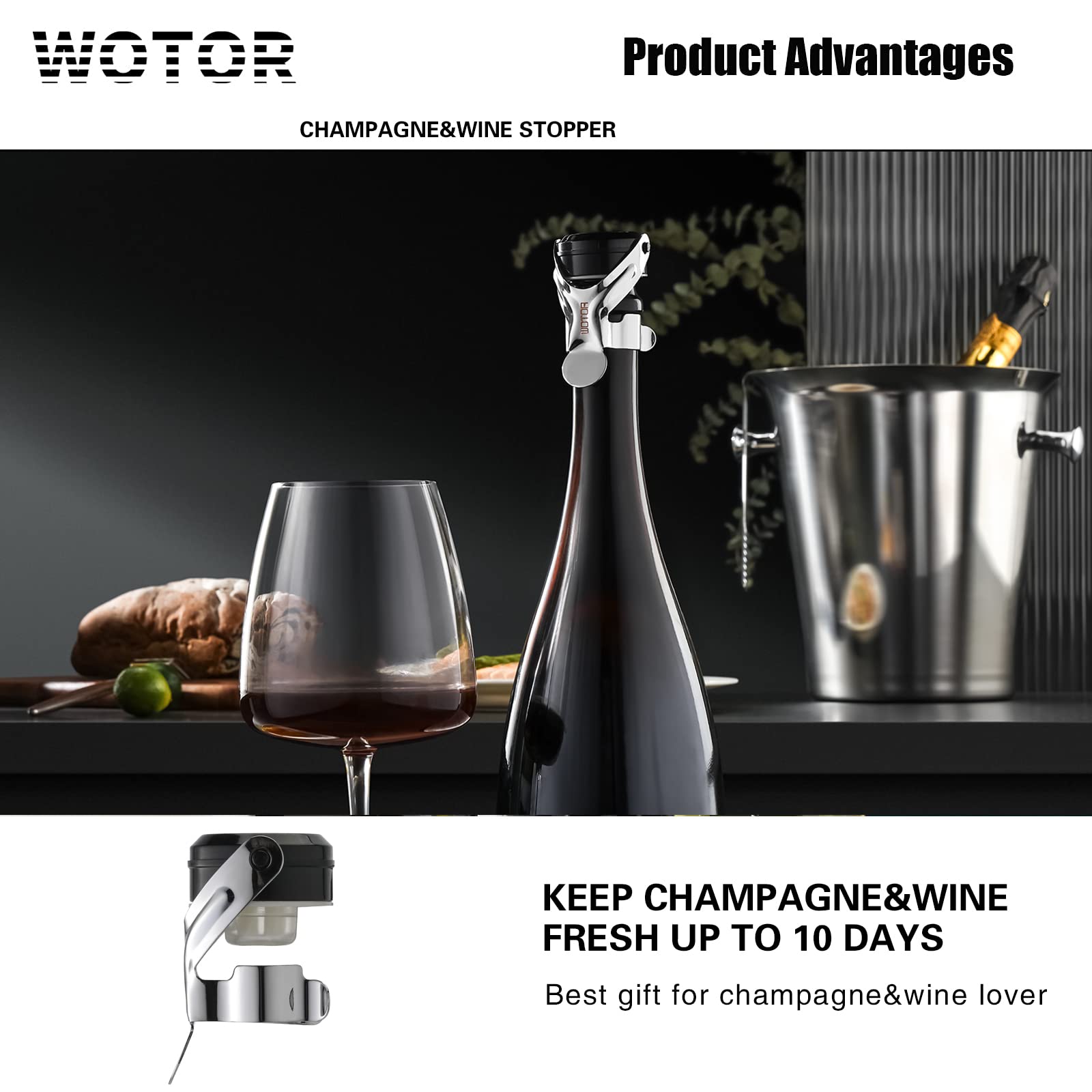 Tapón WOTOR para cava con cierre seguro evita derrames.