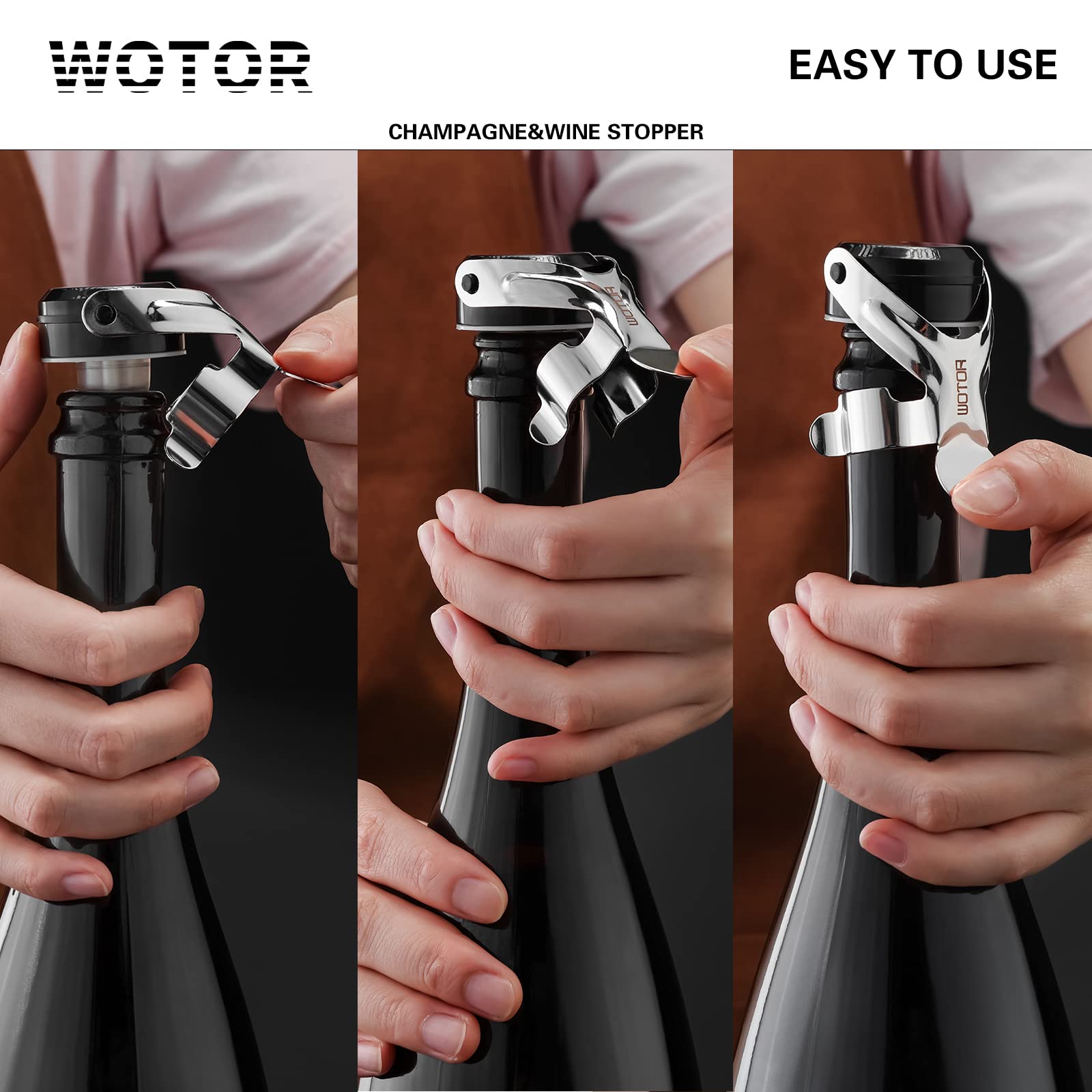 WOTOR tapón para champán con cierre hermético, conserva burbujas y aroma.
