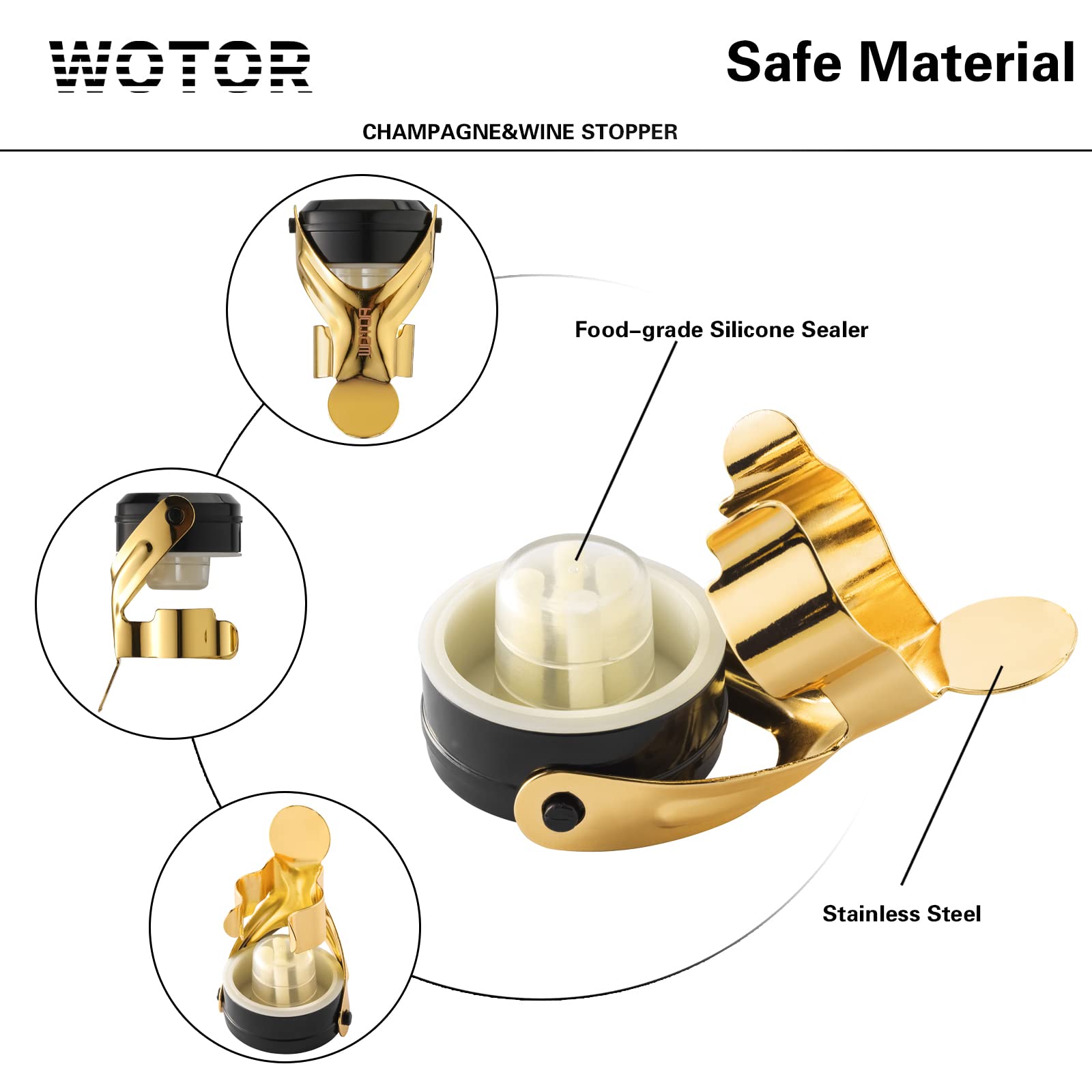 Tapon WOTOR reutilizable y compacto para almacenar vino