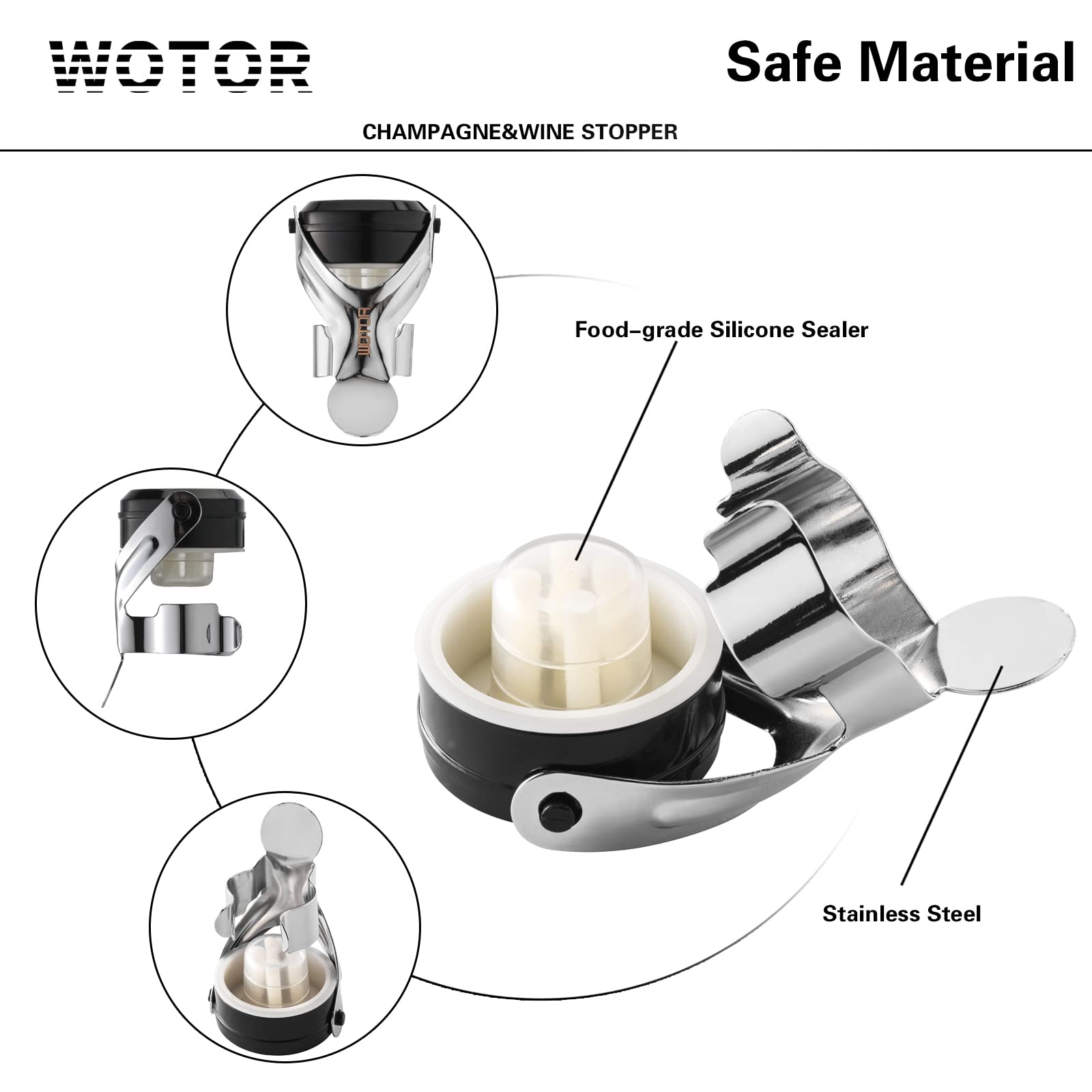 WOTOR tapón para burbujas, mantiene el vino espumoso en condiciones óptimas.