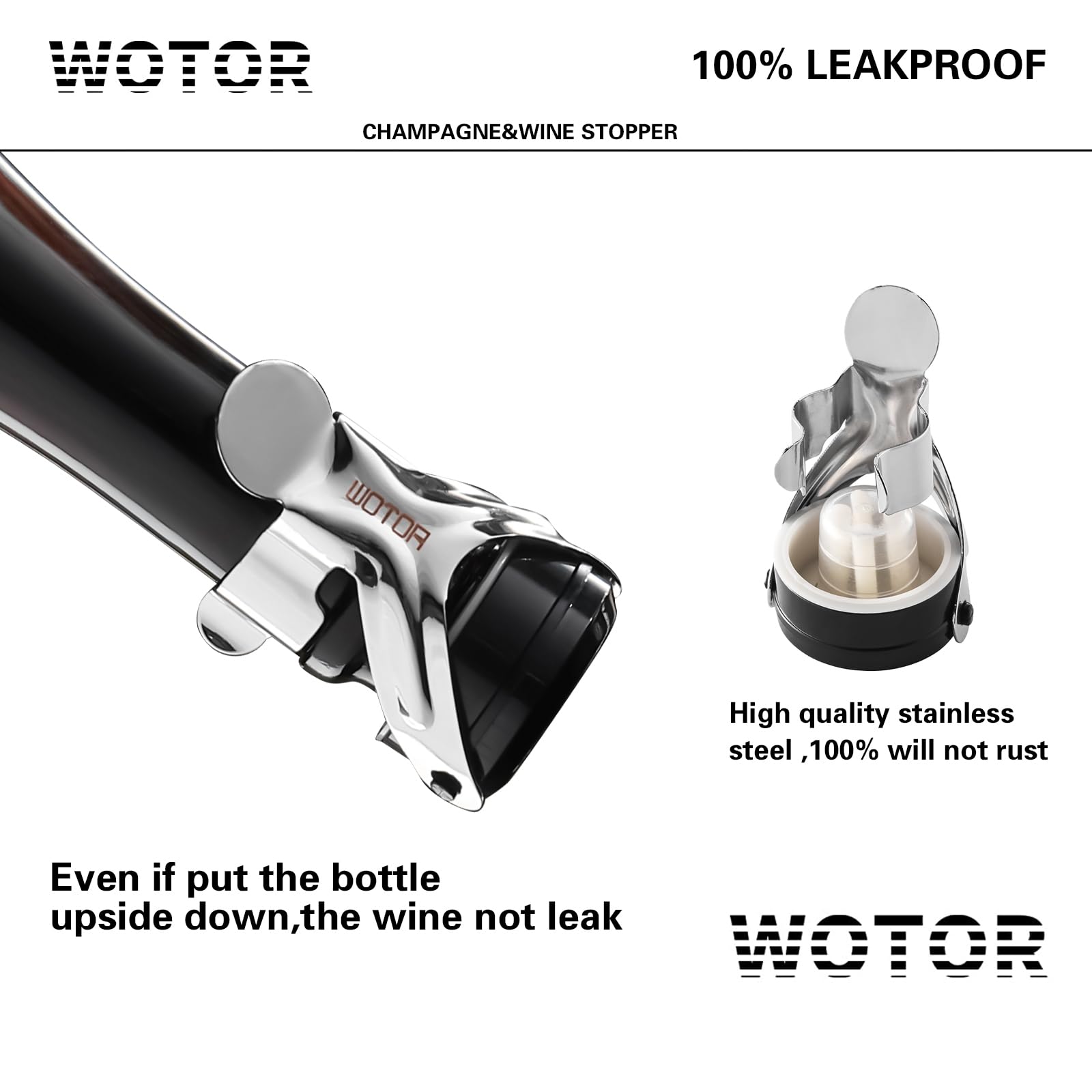 WOTOR tapón con silicona alimentaria para vino, sellado seguro y preserva el sabor.