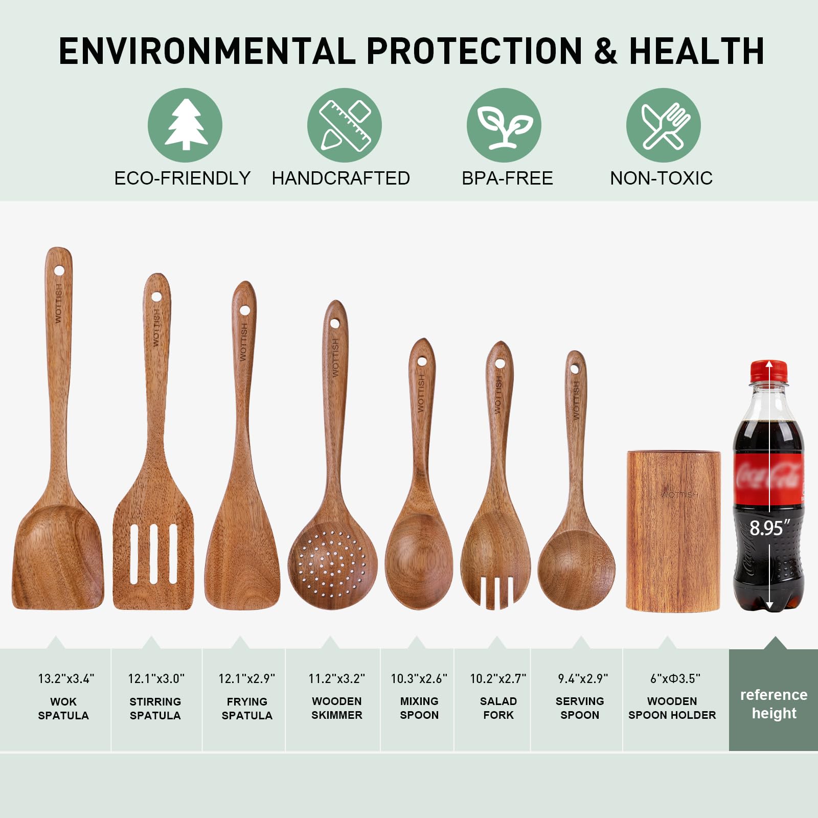 WOTTISH cuchara para ensalada de madera para mezclar ingredientes