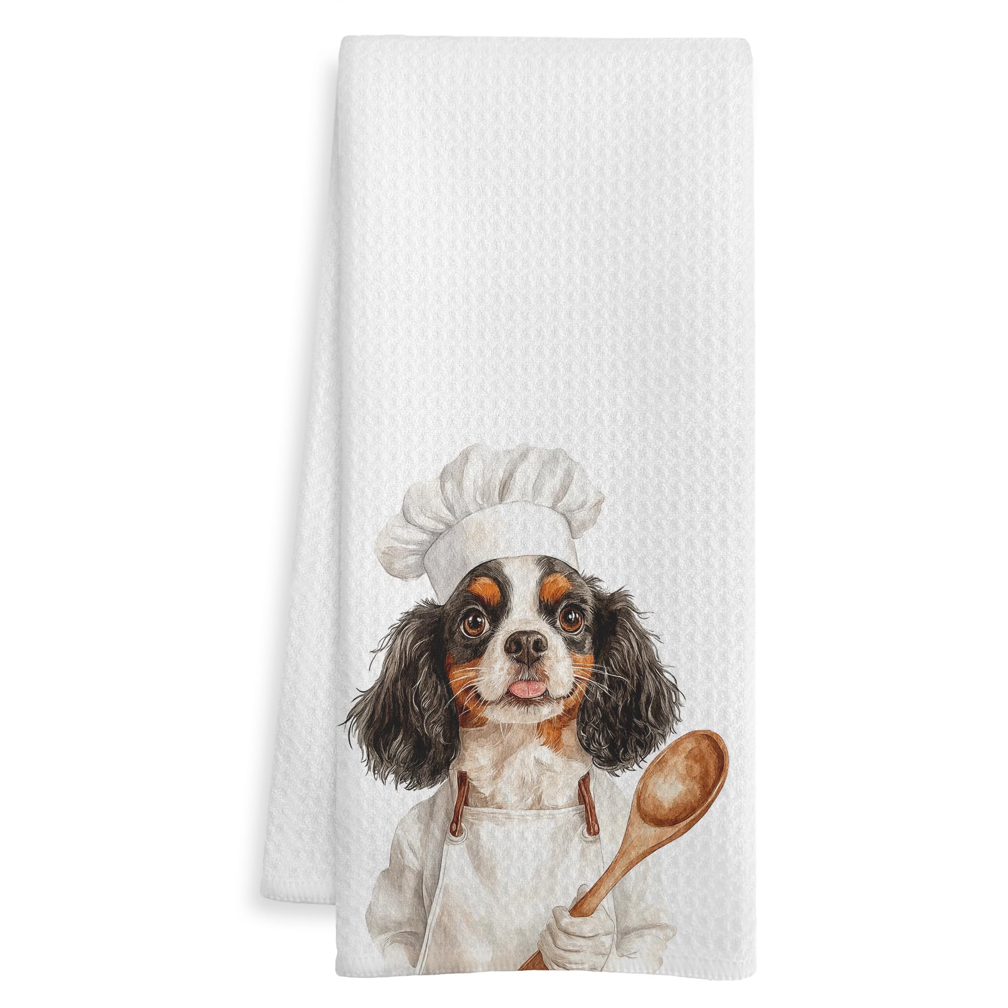 Toalla WOTYPU Cavalier King Charles con dibujo elegante para la cocina.