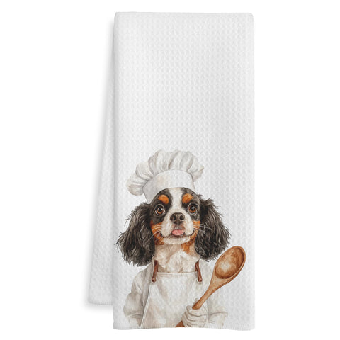 Toalla WOTYPU Cavalier King Charles con dibujo elegante para la cocina.