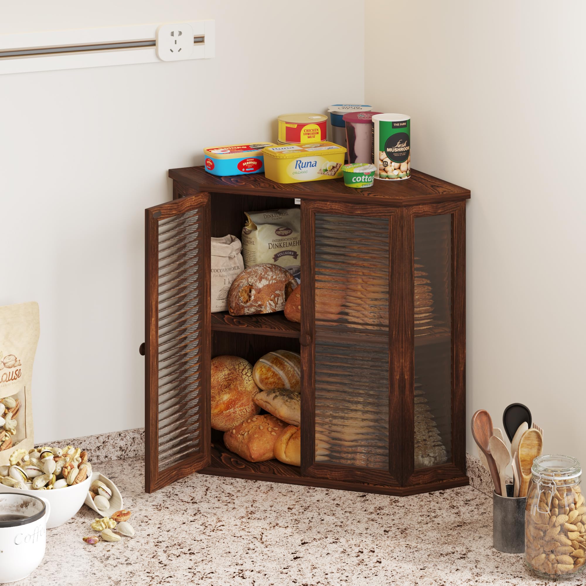 Construcción robusta WouZglk combina madera y vidrio para durabilidad y estilo rústico.
