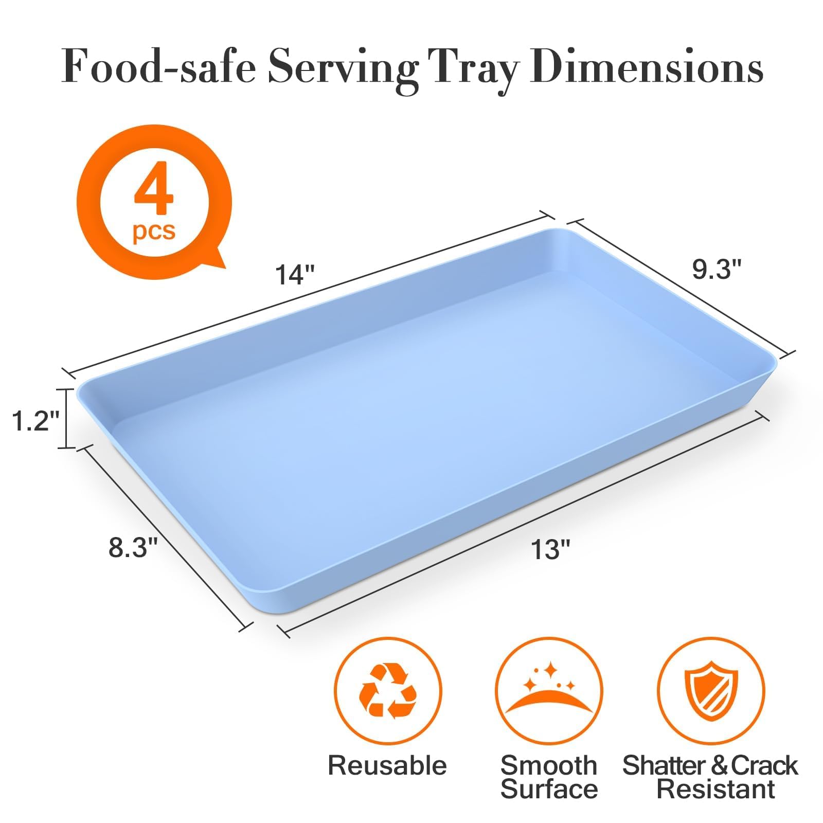 WOWBOX bandeja plástica resistente a golpes para servir comidas en fiestas.