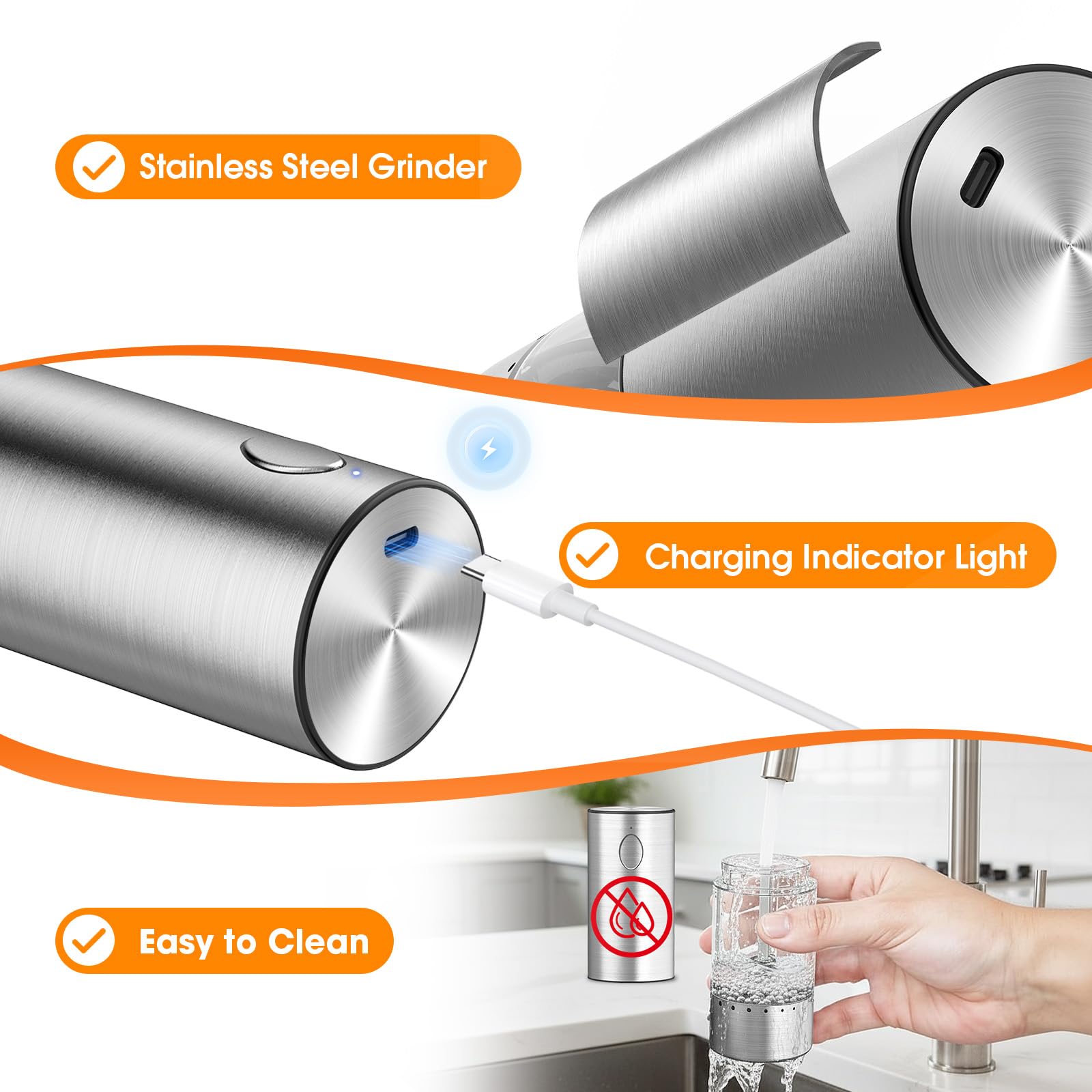 WOWBOX molinillo eléctrico con luz de trabajo para ver el sazonado.