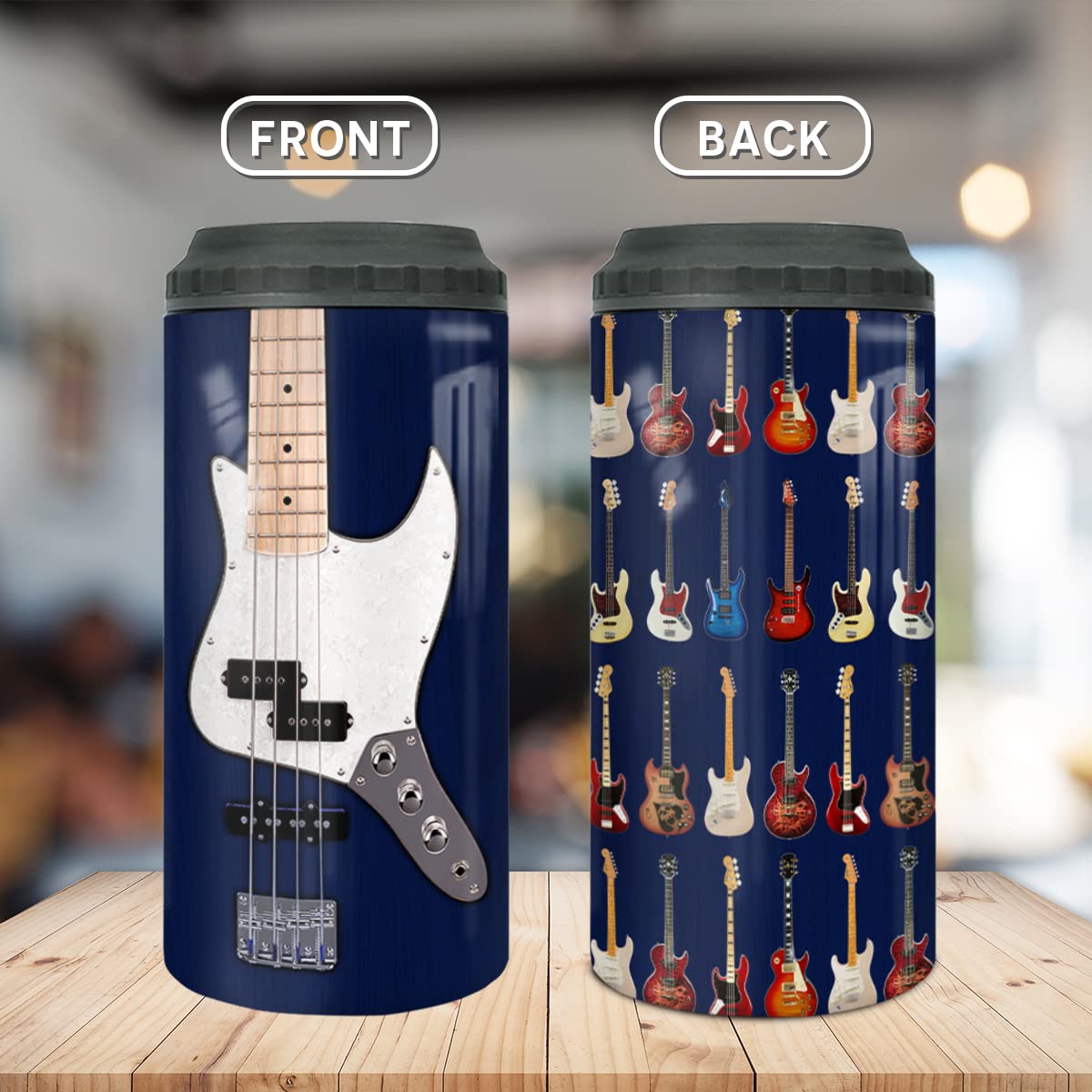 wowcugi diseño guitarra impreso en vaso 12oz, añade estilo musical.