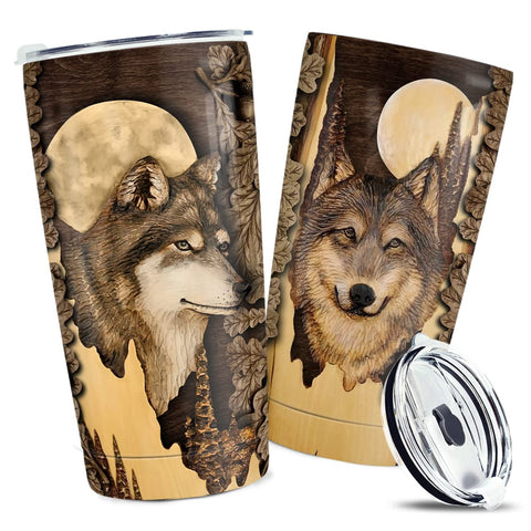 wowcugi Wolf Tumbler con diseño lobo y uso diario