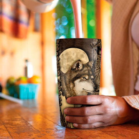 wowcugi Wolf Tumbler de doble pared y impresión duradera