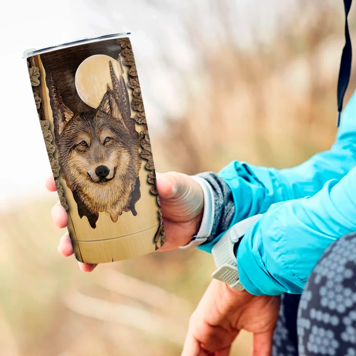 wowcugi Wolf Tumbler regalo perfecto para fiestas