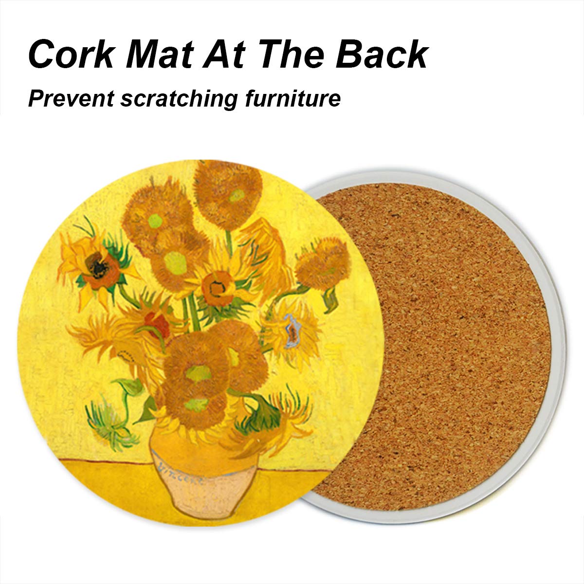 WOW DING posavasos Van Gogh El cuervo en el campo, absorbente y práctico.