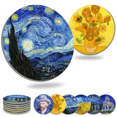 WOW DING posavasos Van Gogh Noche Estrellada sobre el Ródano, protección elegante para la mesa.
