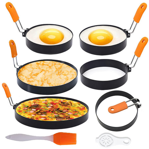 Wowitis Anillo Omelette de 8 pulgadas en la sartén, ideal para omelettes grandes.