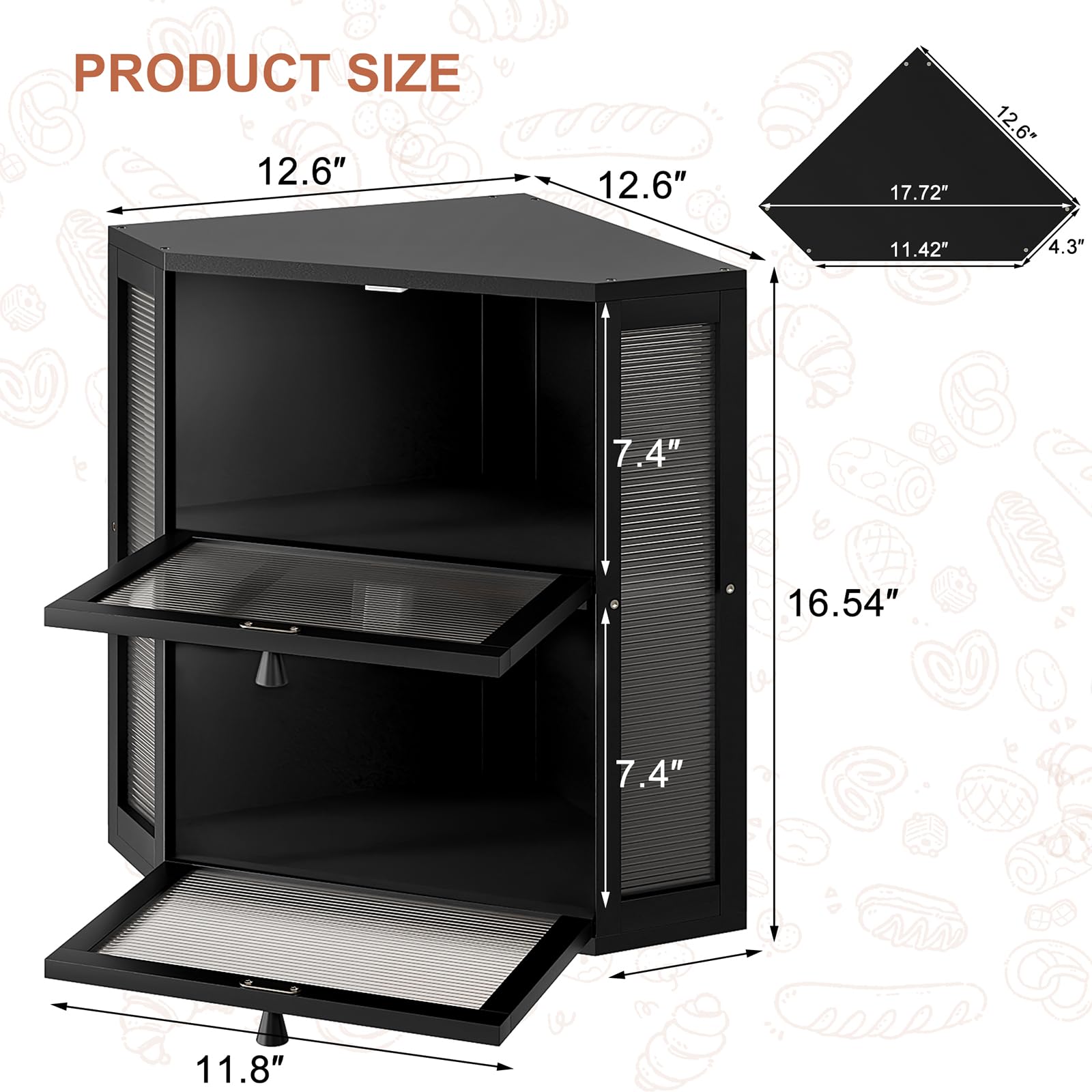 WOWLIVE caja pan esquina puerta-ondulada añade estilo y privacidad en la cocina